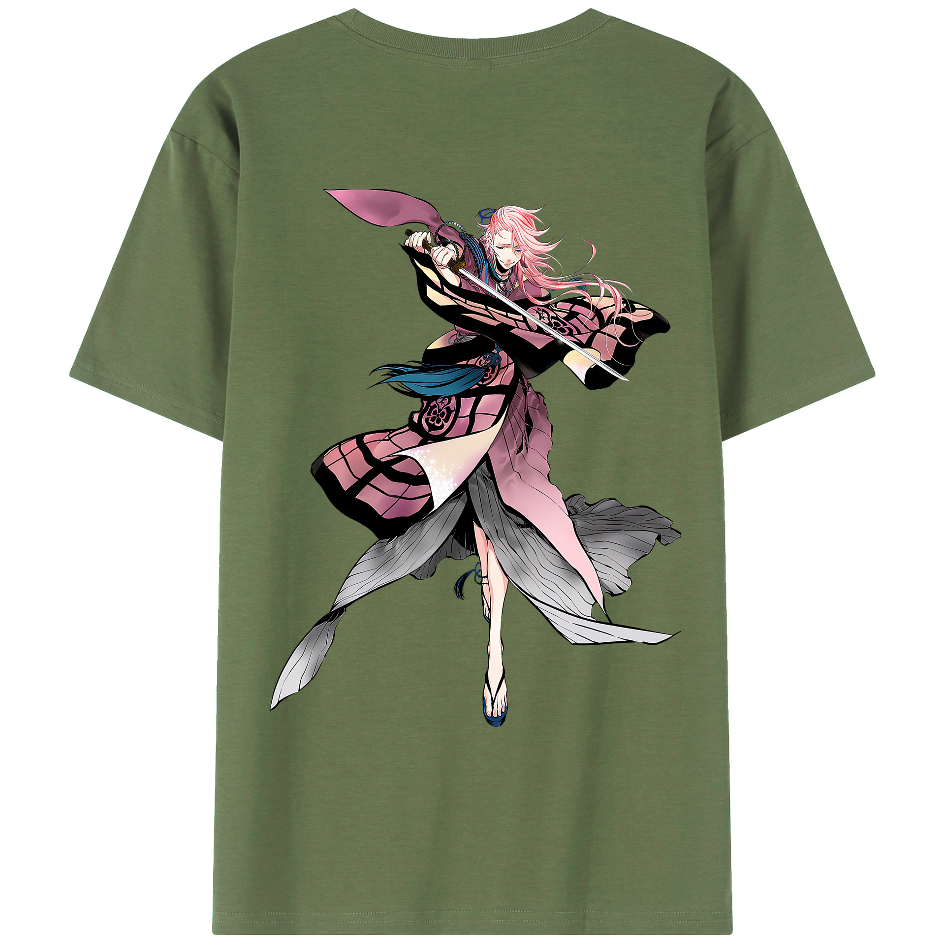 （画像用） 刀剣乱舞 Touken Ranbu 綿100％ メンズ半袖Tシャツ（バックプリント） 通気性
